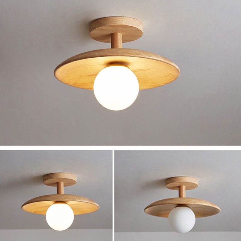 Japanese Style Wooden Ceiling Light Ball Shape Ceiling Lamp for Living Room