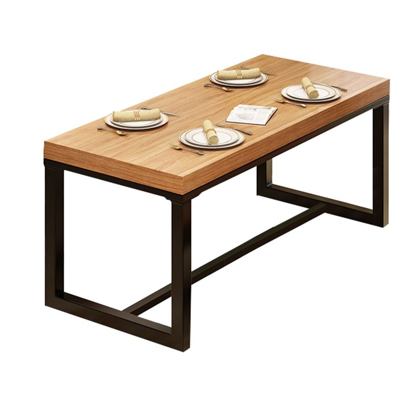 Rectangle Pine Solid Wood Table Industrial Black Base Dining Table