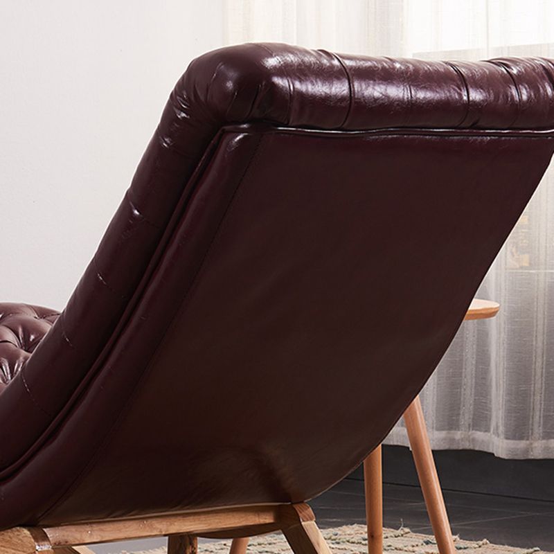 Living Room Rocker Chair Solid Tufted Cushions Leather Rocker Chair with Ottoman