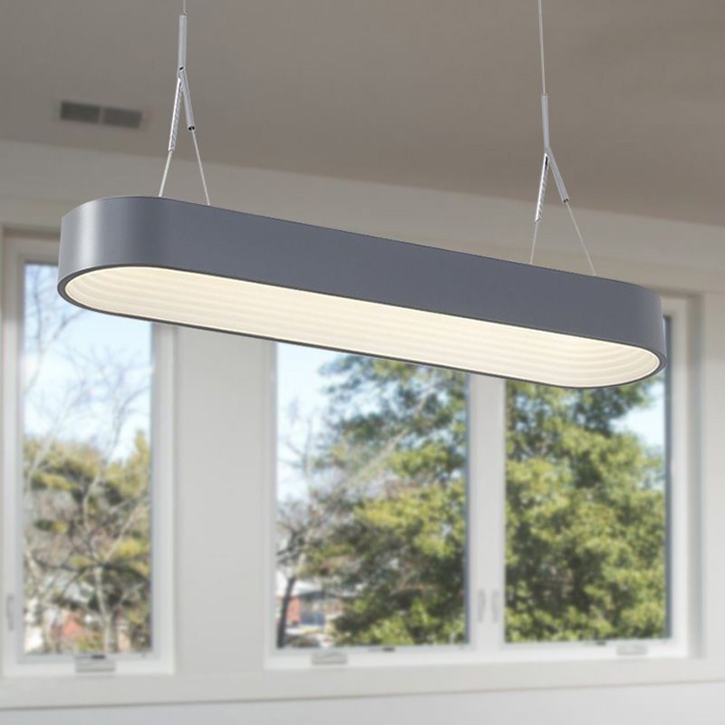 Luz de colgante elíptico nórdico Metal Metal White/Gris Luz de techo colgante para comedor, 33.5 "/47" de ancho