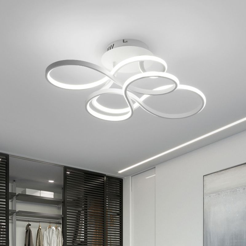 Metallic Twisted Line Flush Mount Simplicity White/Brass/Gold LED Close to Ceiling Lighting, White/3 Color Light