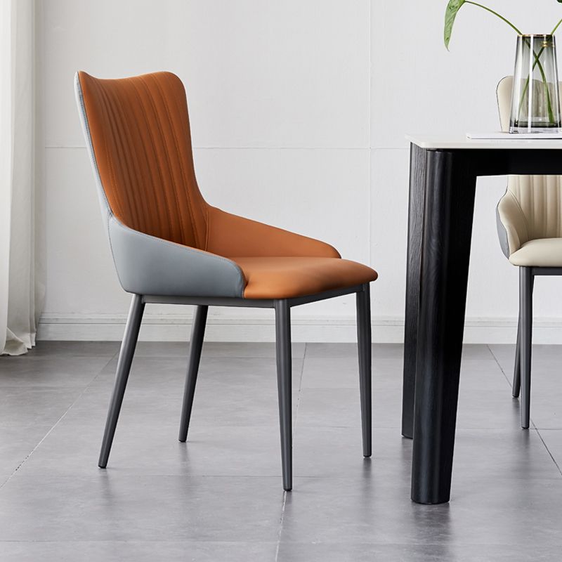 Industrial Arm Chair Solid Back Metal Dining Room Chair for Dining Room