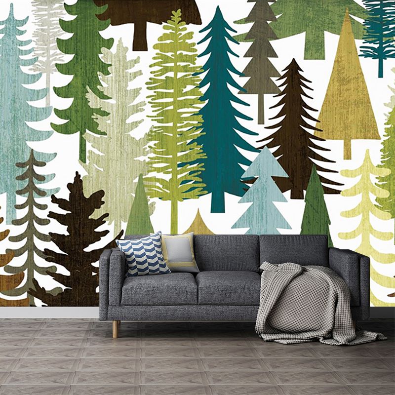 Wandbild mit ganzen Bäumen aus Vliesstoff in sanften Farben zur Dekoration, personalisierte Größe