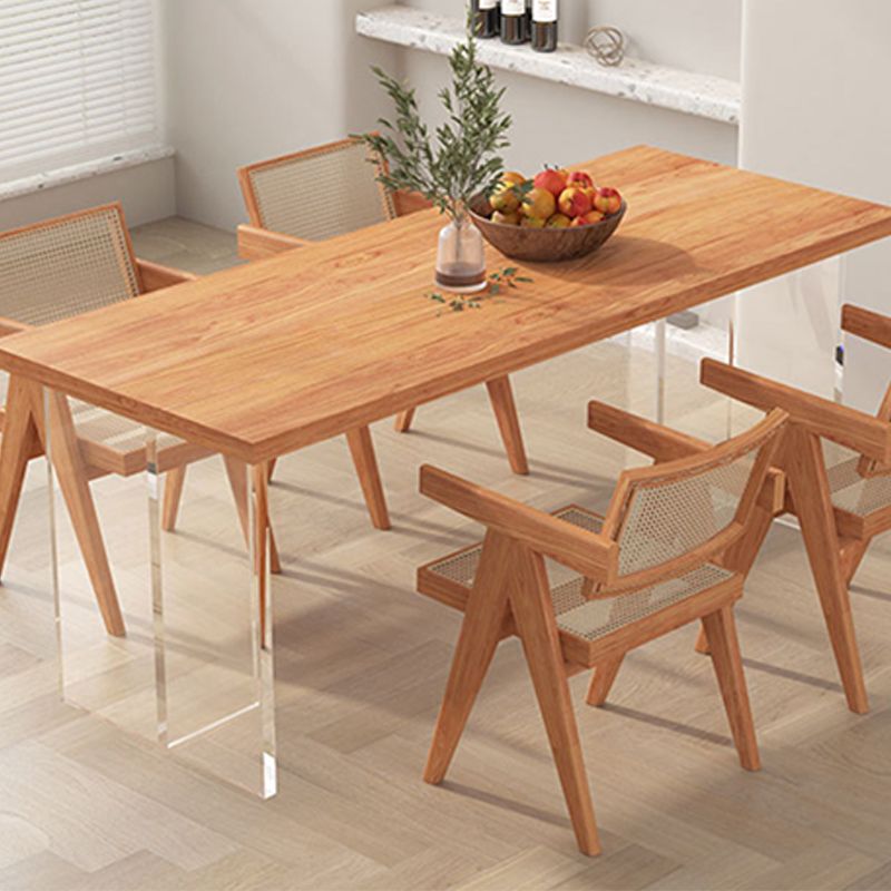 Rectangle Double Pedestal Dining Table Medieval Modern Style Wood Table for Living Room