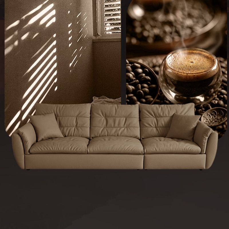 Contemporary 43.3" Wide Solid Color Faux Leather Flared Arm Sofa