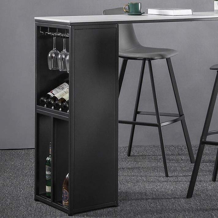 Table en marbre avec table rectangle supérieure à double piédestal noir table de piédestal - 41,3 "h