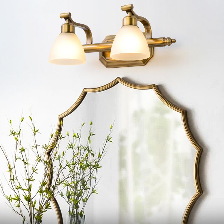 Modern Wall Mounted Light Fixture Bronze Conical Sconce Light Fixture with Glass Shade