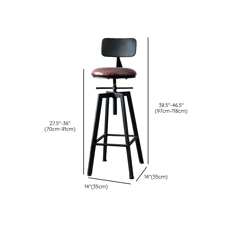 Industrial Adjustable Height Bar Stool Iron Frame Stool in Black