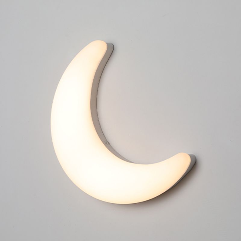Moon Shape Wall Lamp 1-Light LED Wall Mount Lamp with Plastic Shade for Bedroom
