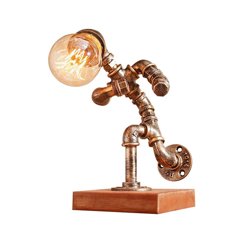 1 Light Table Lighting with Robot Athlete Design Metal Steampunk Style Bedroom Table Lamp in Bronze