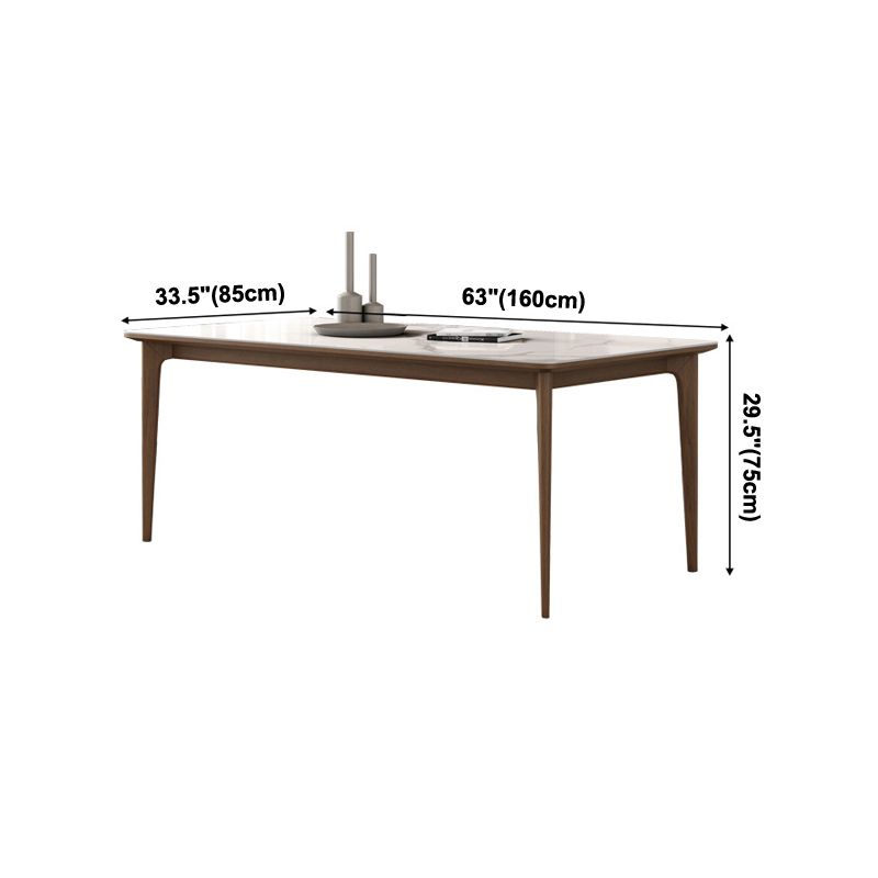 Vast hout midden-eeuwse moderne tafel rechthoekige gesinterde stenen boventafel voor eetkamer