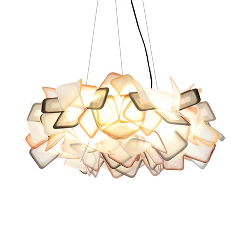 Braun/Blau/Lila Blüte Drop Anhänger zeitgemäß 21 "/27,5" breite 1-Licht-Acryldecklampe für Wohnzimmer