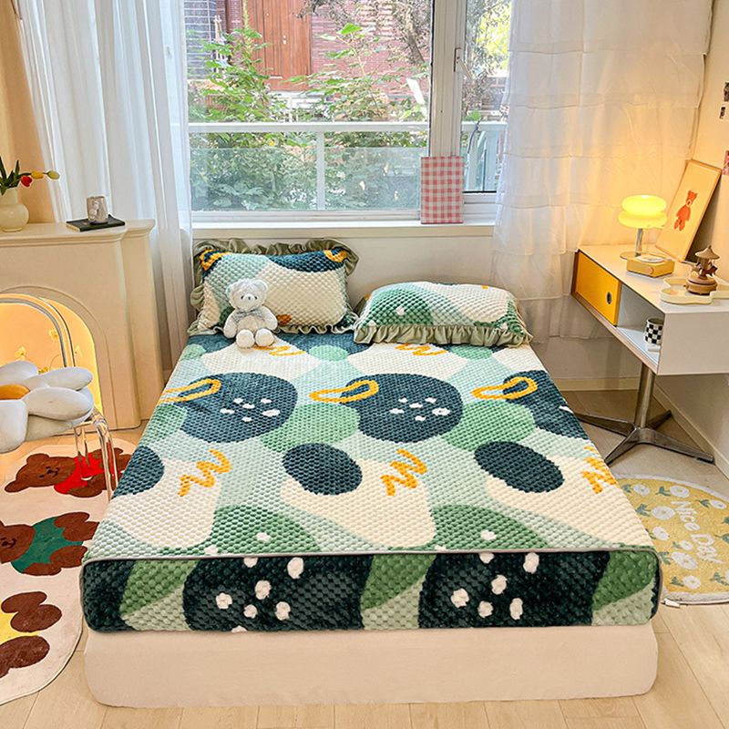 Vintage Fitted Sheet Heart Printed Fade Resistant Flannel Fitted Sheet