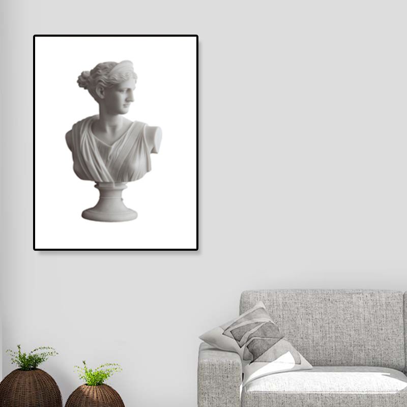 White Top Sculpture Painting Contemporary Textured Canvas Wall Art for Sitting Room