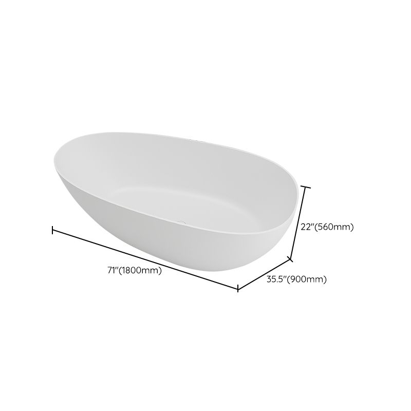Modern White Ellipse Bathtub Freestanding Soaking Bathtub with Drain Bath Tub