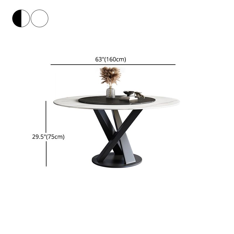 Round Pedestal Table Simplicity Style Stone Dining Site Table with Turntable