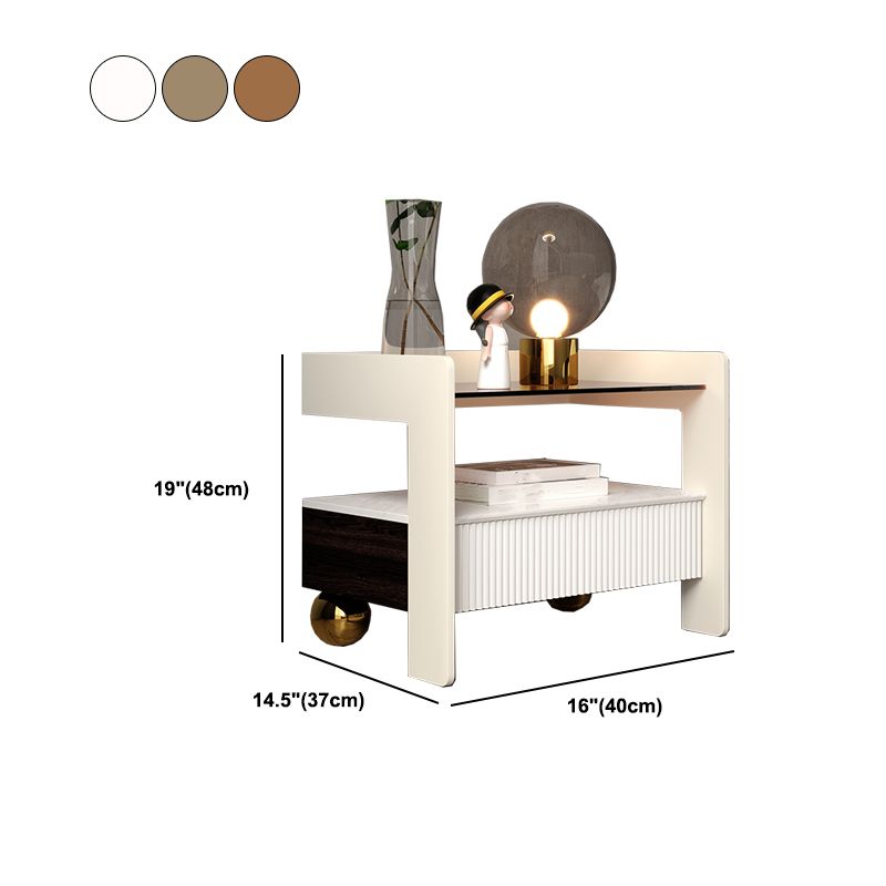 Accent Table Nightstand with Drawer and Shelf 19" Tall Wood Nightstand