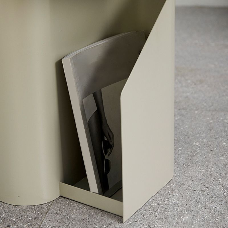 Dia 17.7" Metal Side Table Mid-Century Modern Pedestal End Table with Storage