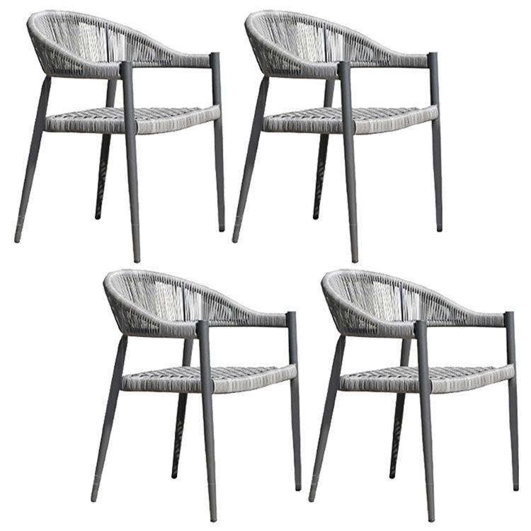 Tropical Grey Patio Dining Chair with Aluminum Base Stacking Chairs