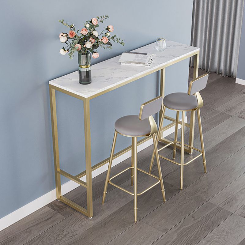 Glam Sintered Stone Bar Table Trestle Base Dining Table for Kitchen