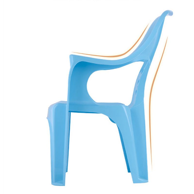 Minimalist Style Stacking Dining Arm Chairs Plastic Slat Back Dining Side Chair for Home Use