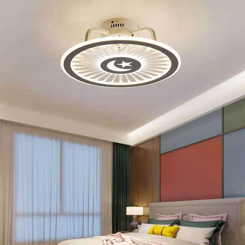 Weiße radförmige Spülenhalterende Deckenventilator Leichte Nordische Acryl -LED -Halbflush -Licht