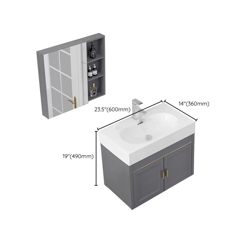 Modern Single Bath Vanity Wall Mount Ceramic Top Bathroom Vanity