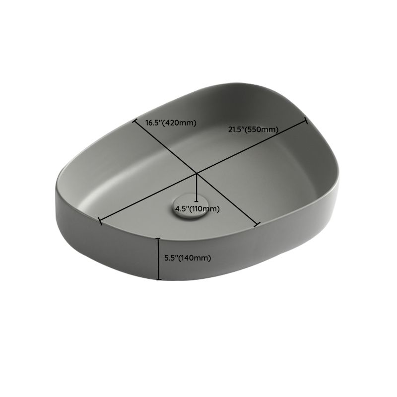Modern Vessel Bathroom Sink Porcelain Specialty Shut-Off Valve Included Basin Sink