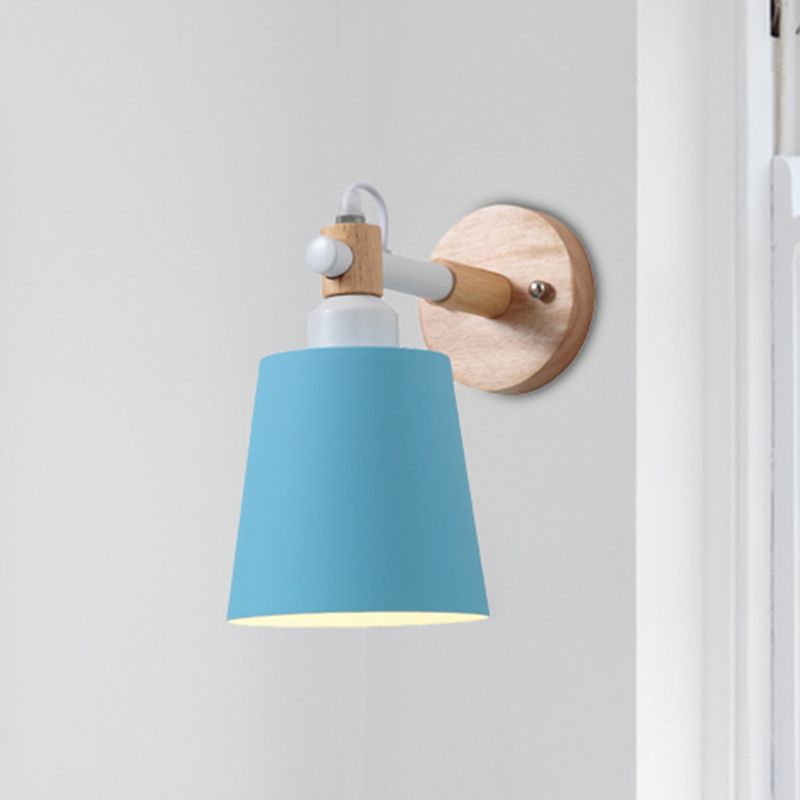 Nursing Room Bucket Wall Sconce Metal 1 Head Nordic Style Long Life Wall Lamp