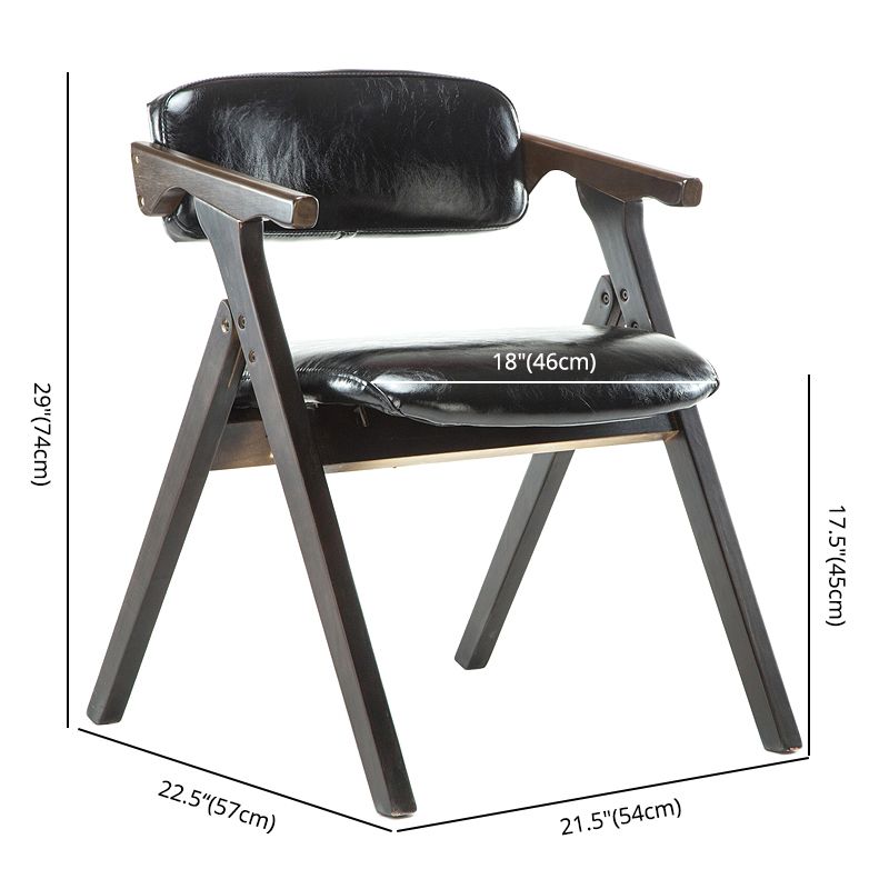 Foldable Dining Arm Chair Open Back Upholstered Armchair with Wood Legs