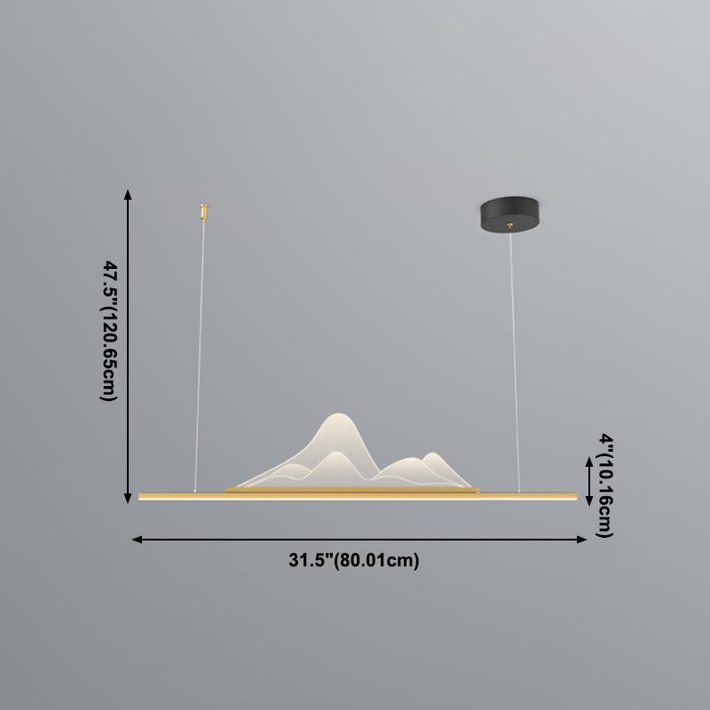 Éclairage d'îlot de cuisine moderne Métal linéaire 1 luminaire d'îlot d'éclairage