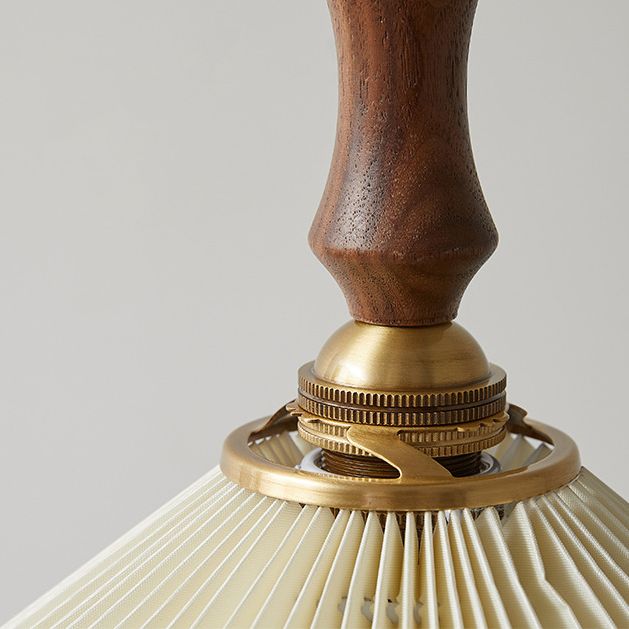 Pleated Fabric Conical Pendant Lamp Minimalist 1-Light Beige Hanging Light for Dining Room