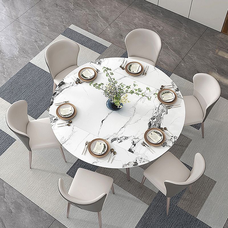 Metal Base Contemporary Dining Table Rectangle Stone Dining Table