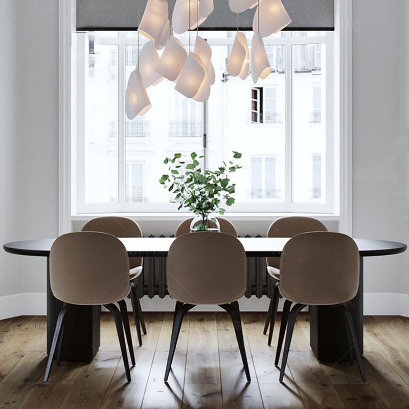 Modern Wood Oval Black Dinette Table Wood Base Dining Table for Living Room