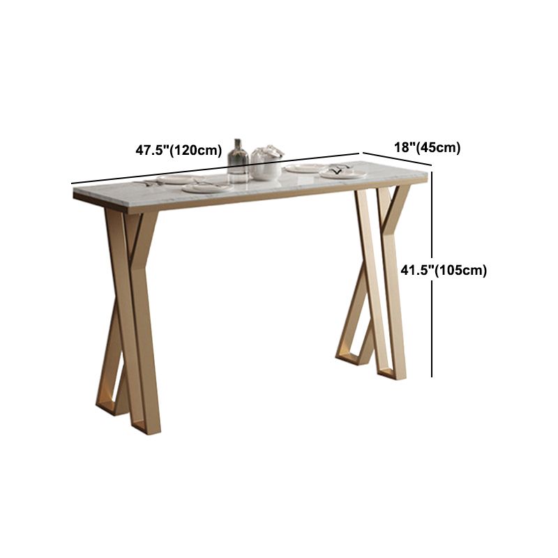 Glam Metal Bar Table Set 1/2/5 Pieces Rectangle Bar Table with High Stools