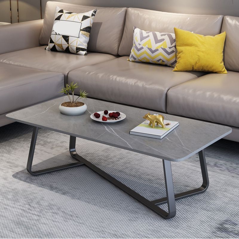 Glam Stop Top Coffee Table with Iron Cross Legs for Living Room
