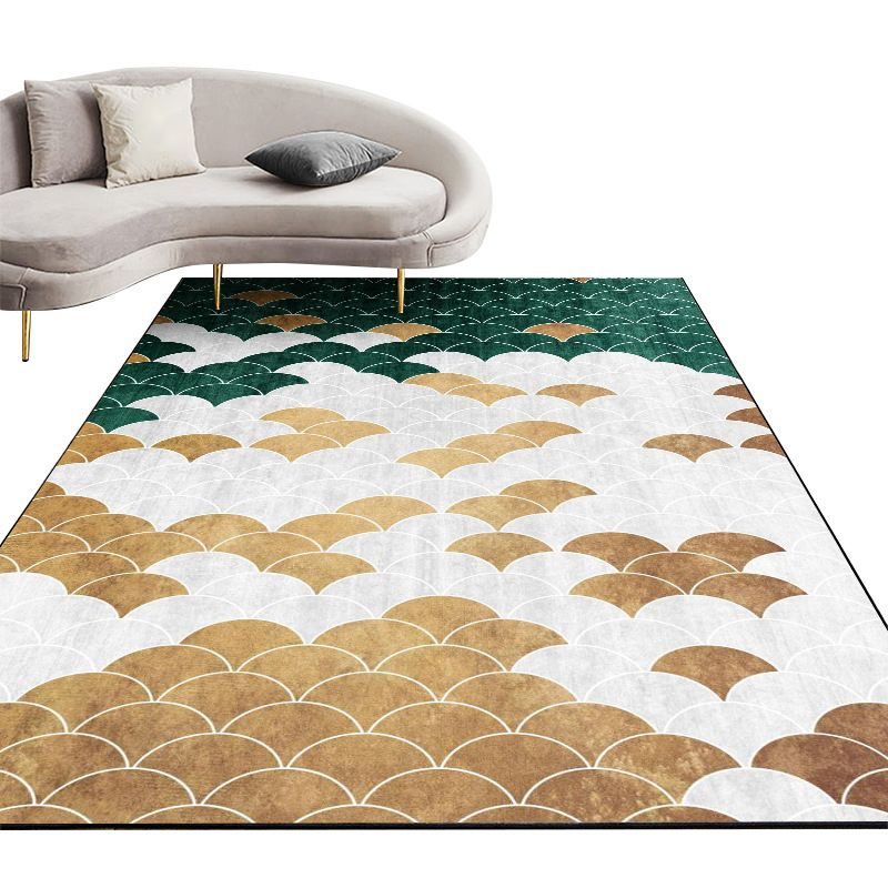 Nordic Geometric Printed Rug Multi Color Polyester Indoor Rug Anti-Slip Backing Washable Stain Resistant Carpet for Living Room