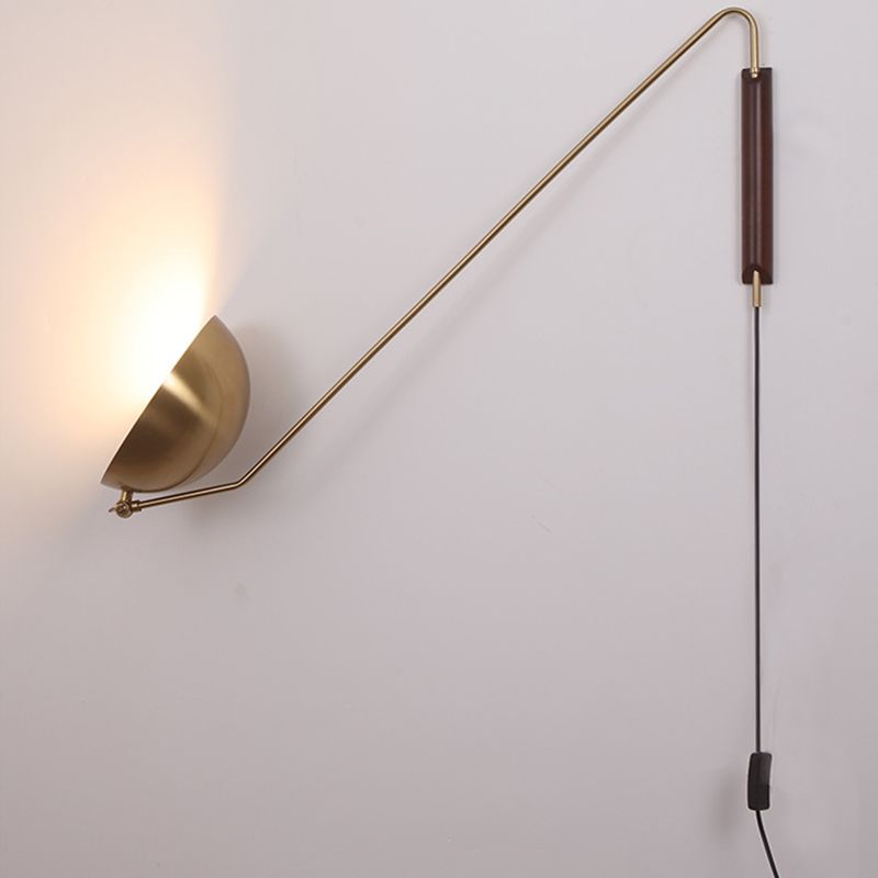Post-modern Style Angle Adjustable Wall Light Metal Bowl Shade Bedroom Bedside Light with Independent Switch