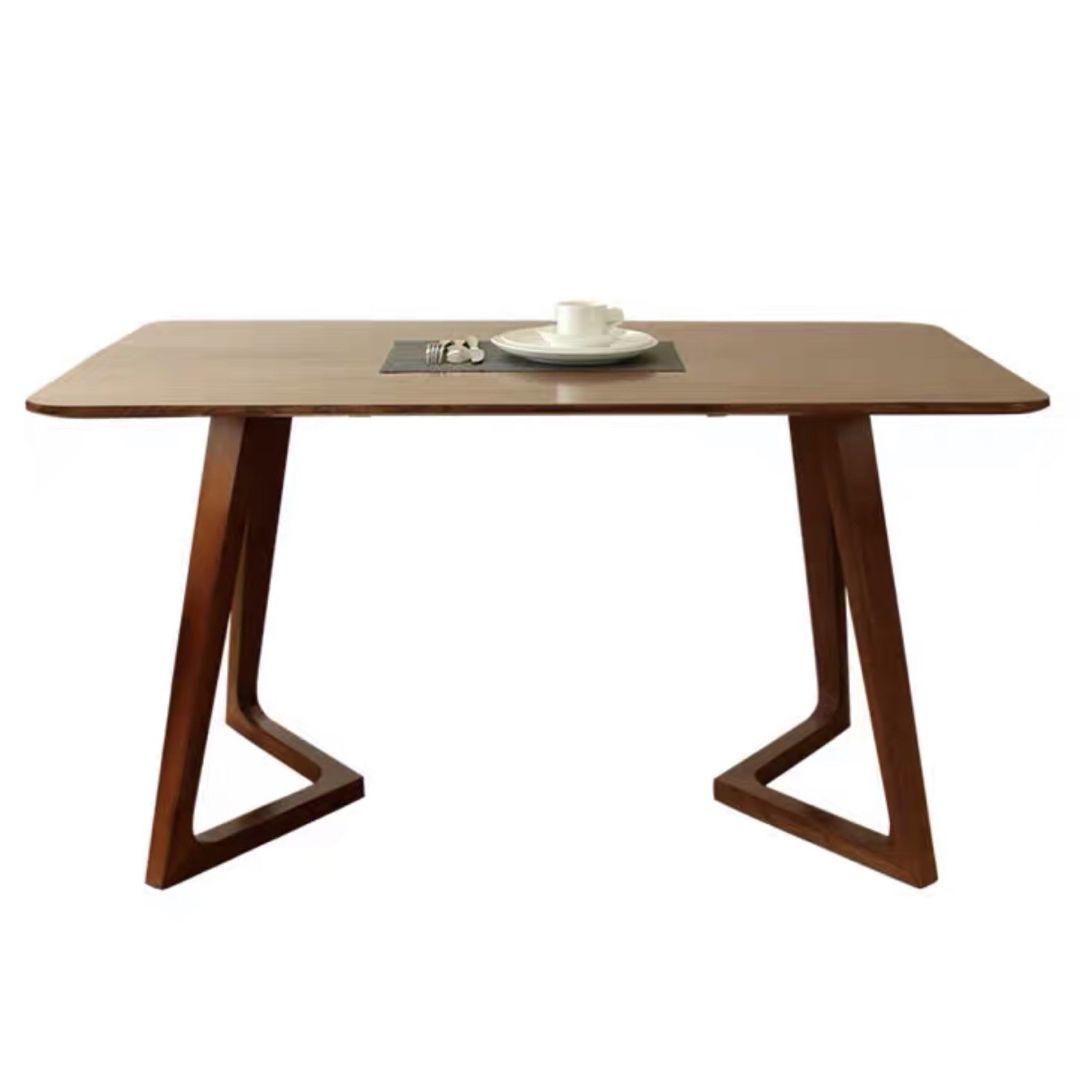Rechthoek dubbele voetstuk moderne tafel massief hout vaste tafel voor thuis