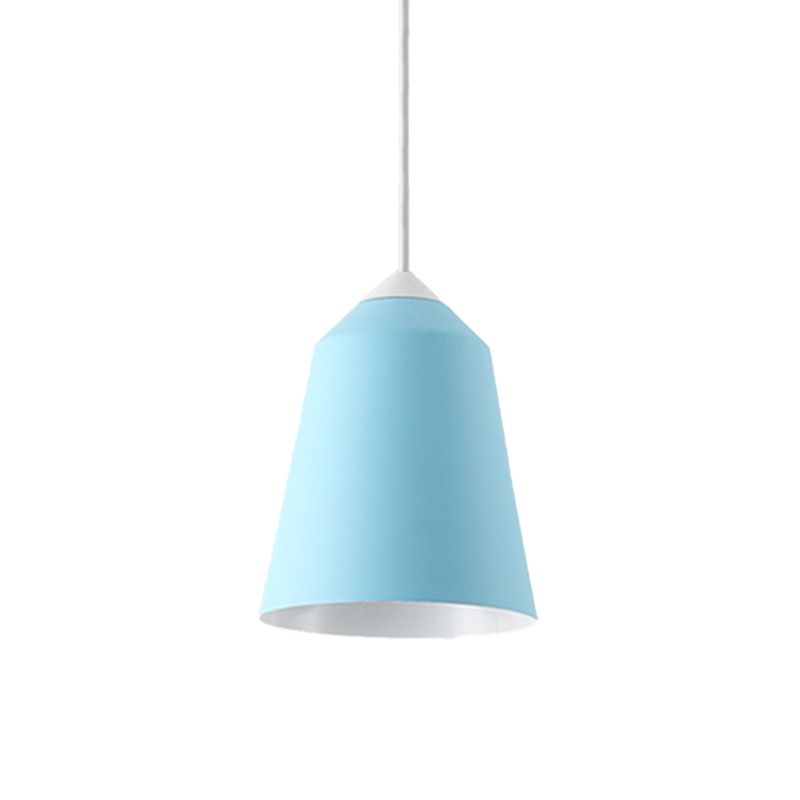 Iluminación colgante de campana metal minimalista 1 luz blanca/azul/dorada de techo colgante