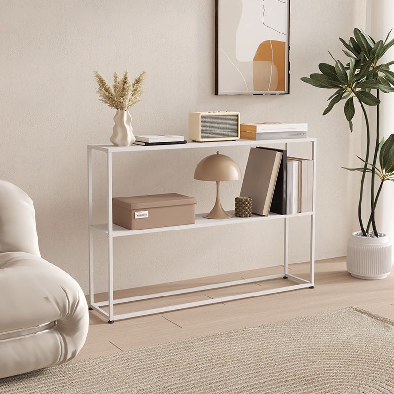 Horizontal Metal Bookshelf Modern Open Back Bookcase with Shelves