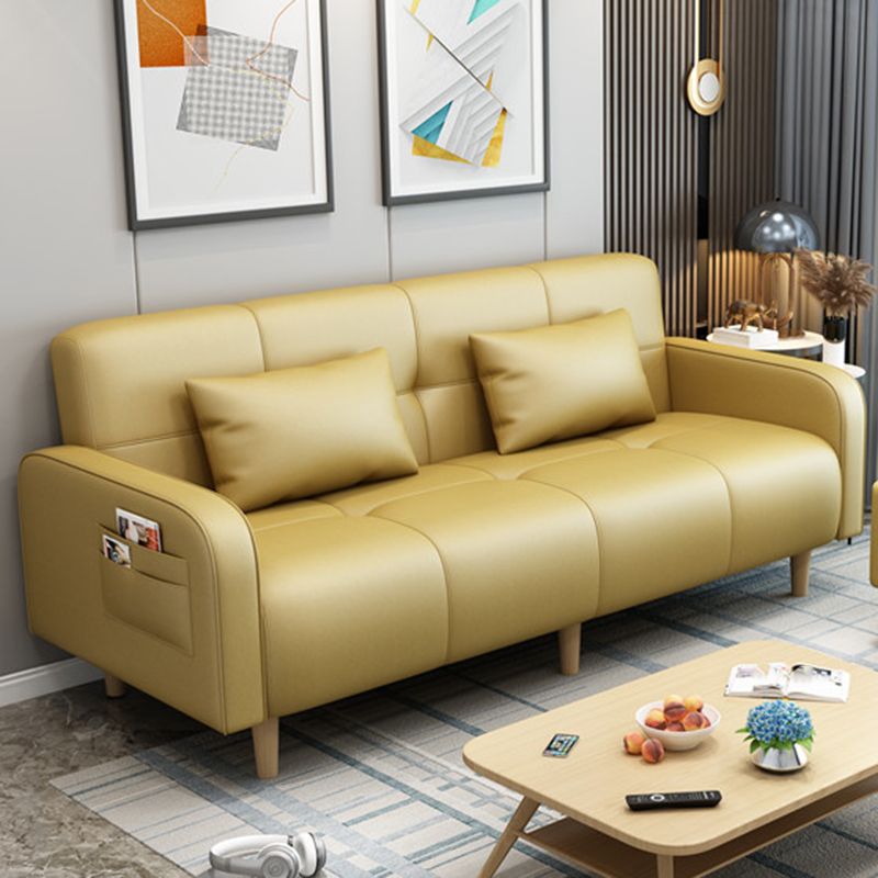 Modern Square Arm Standard Sofa Bed Dual Purpose Sofa with Bolster Pillows for Living Room
