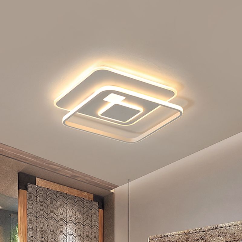 Rectangle Acrylic LED Ceiling Fixture Minimalist White Flush Mount Recessed Lighting in Warm/White Light