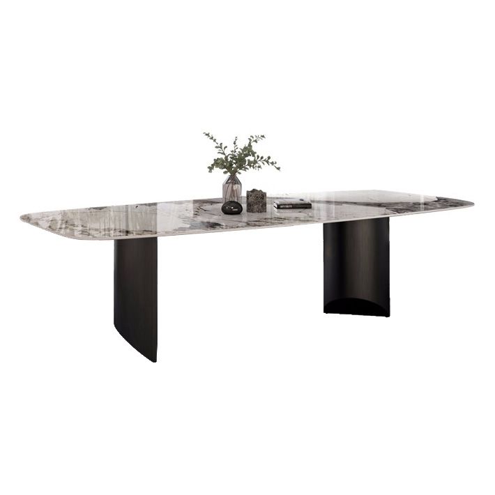 Metal Traditional Luxury Table Rectangular Sintered Stone Table