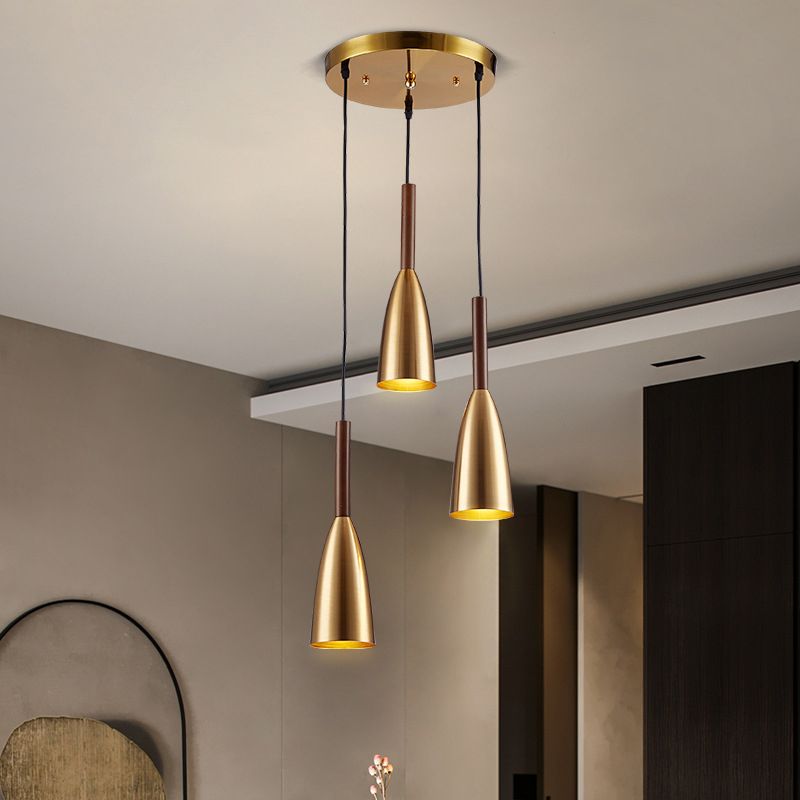Gold Plated 3-Light Pendant Light Post-modern Metal Hanging Light Fixture for Dining Room