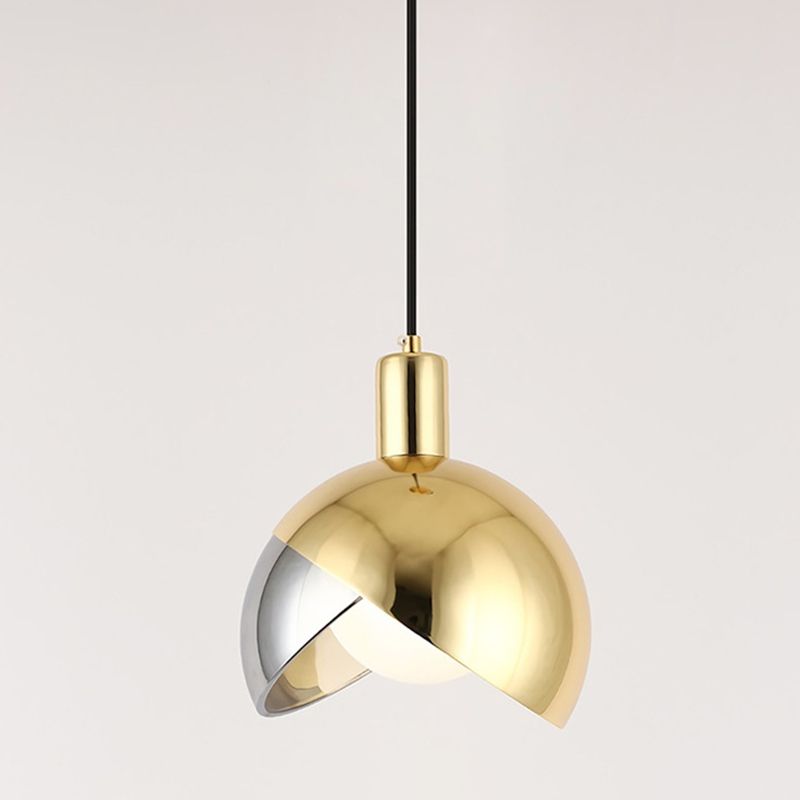 Modern Luxury Single Pendant Light Electroplate Iron Globe Hanging Lamp for Interior Spaces