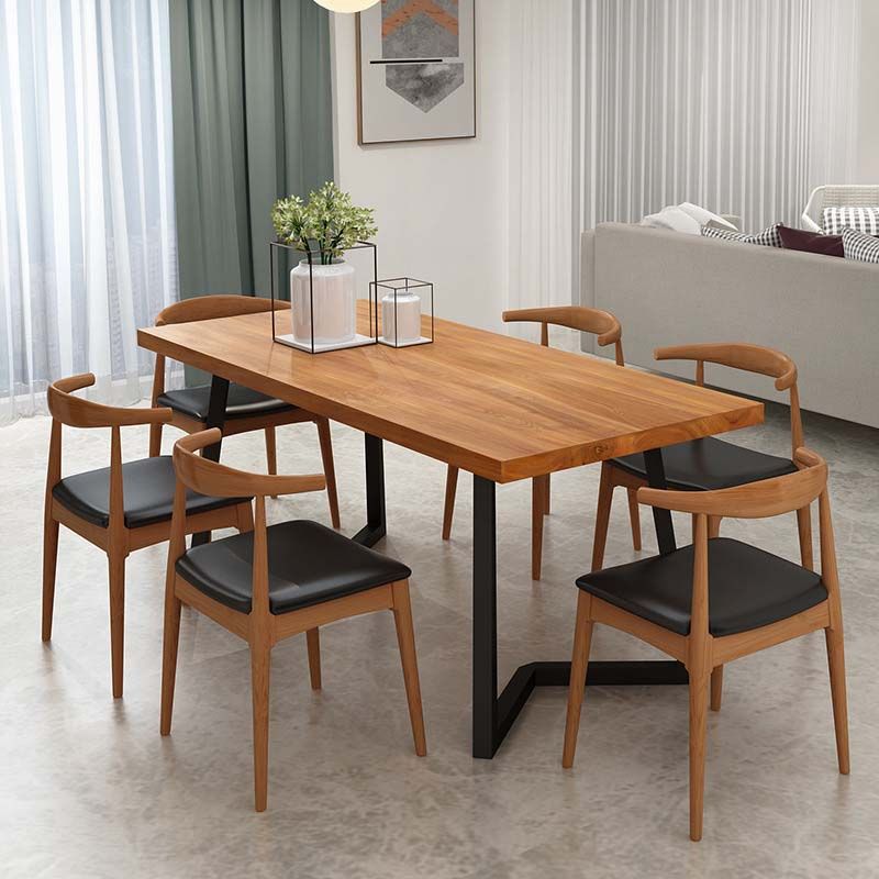 Modern Double Pedestal Dining Table Pine Wood Table for Dining Room Cafe