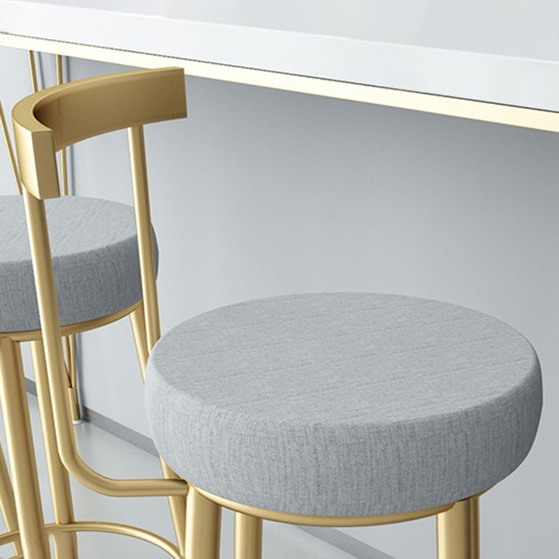 Glam Armless Backrest Counter Stool Iron Bar Stool with Cushion and Pedal for Kitchen Use