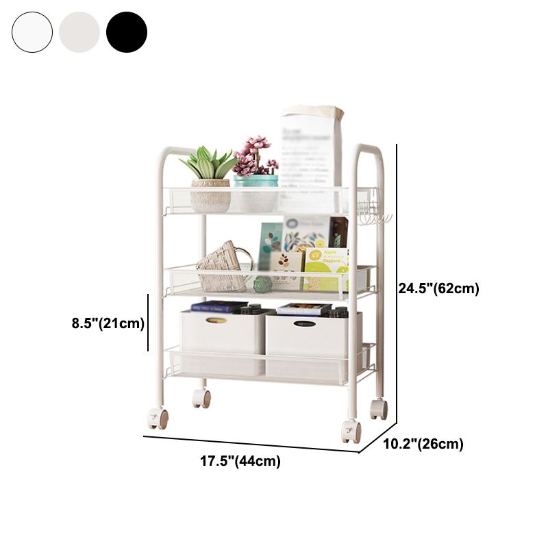 Modern Steel Etagere Bookshelf 3/4/5-Shelf Vertical Open Bookcase with Caster Wheels