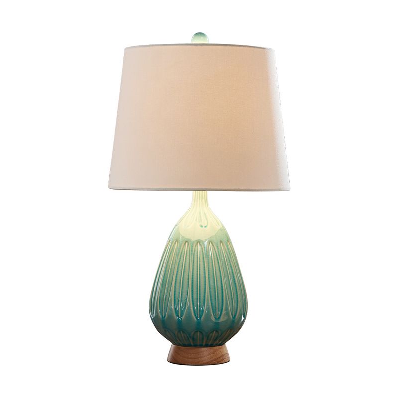 Regendruppelachtige porselein nachtkastje lamp retro 1 lamp nachtkastje licht licht in groen met vat stof schaduw